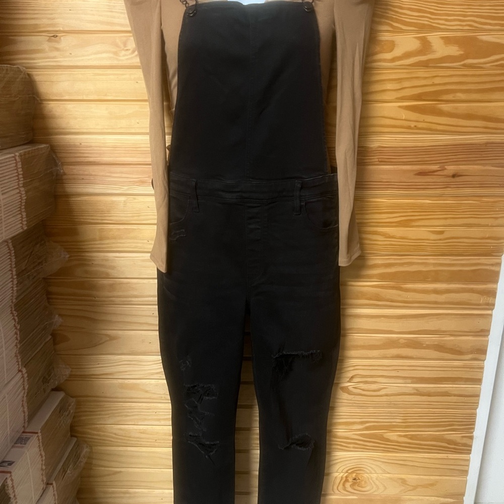 American Eagle Black Sleeveless Jumpsuit Straight-Leg